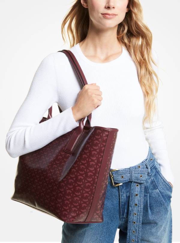 Damske Prenosná Taška Michael Kors Jodie Large Logo Jacquard Bordove - Kabelky Michael Kors Nejlevnejsi | NQOAR-0327